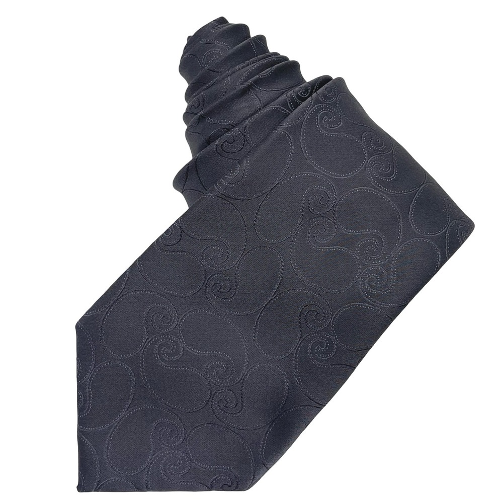 Vintage Van Heusen Paisley Necktie Charcoal Grey‎ Silk Swirl Pattern Tie Retro